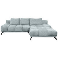 ECKSOFA Türkis Chenille  - Türkis/Schwarz, MODERN, Textil/Metall (290/182cm) - Hom`in