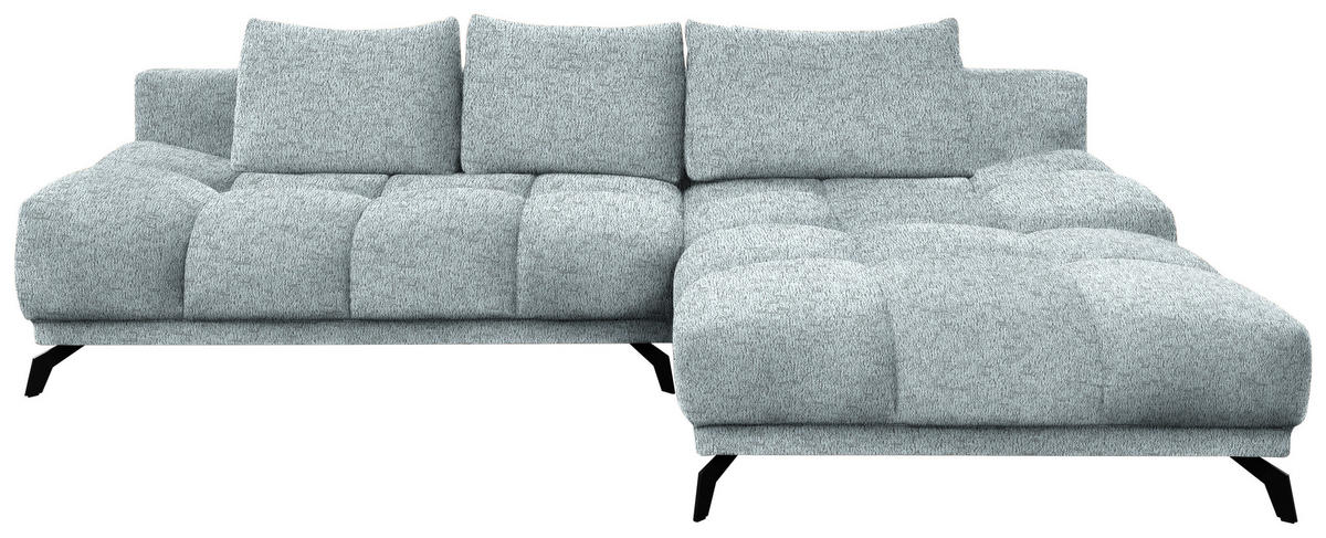 ECKSOFA Türkis Chenille  - Türkis/Schwarz, MODERN, Textil/Metall (290/182cm) - Hom`in