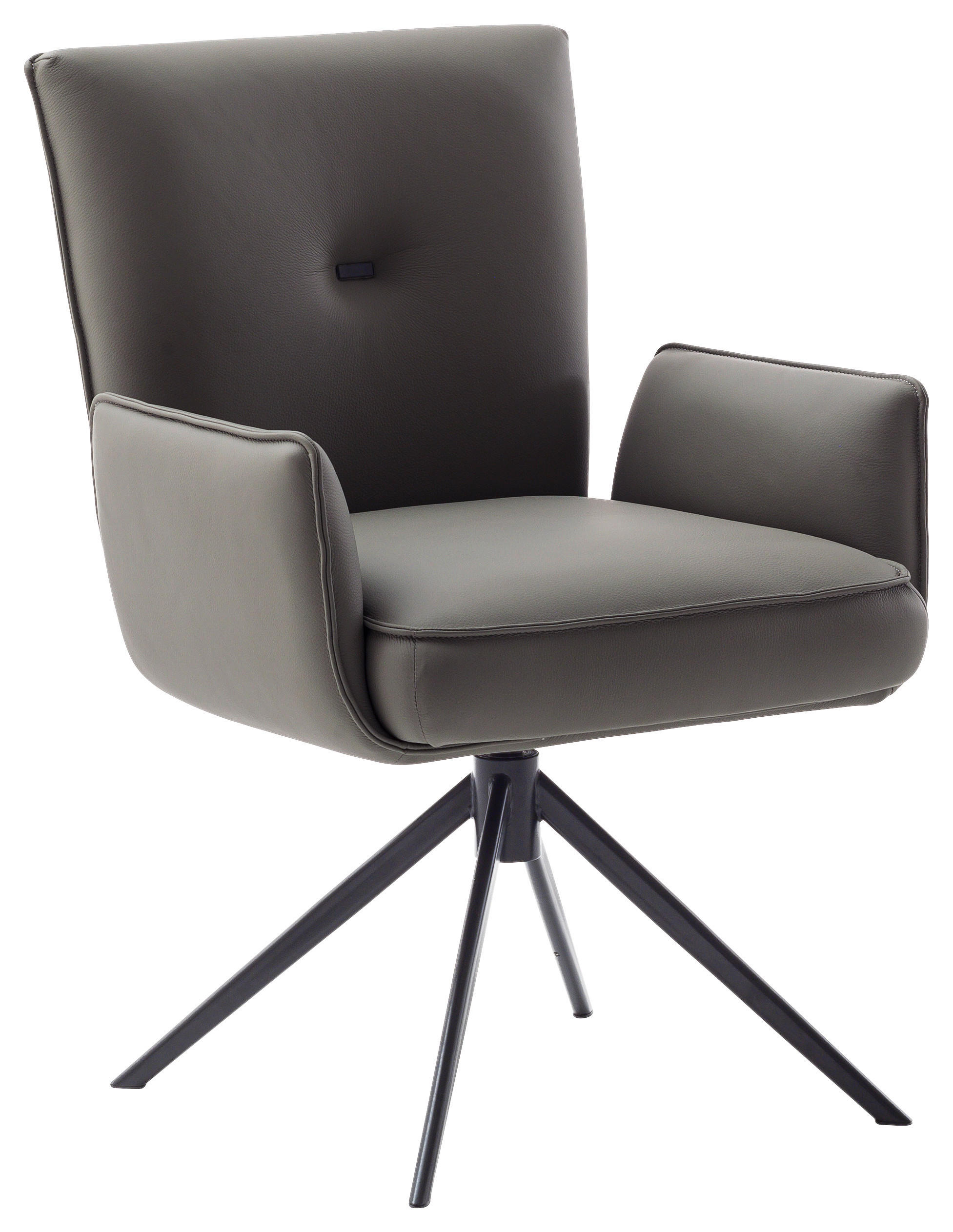 ARMLEHNSTUHL  in Stahl Echtleder pigmentiert  - Anthrazit/Schwarz, Design, Leder/Metall (63/89/65cm) - Valnatura