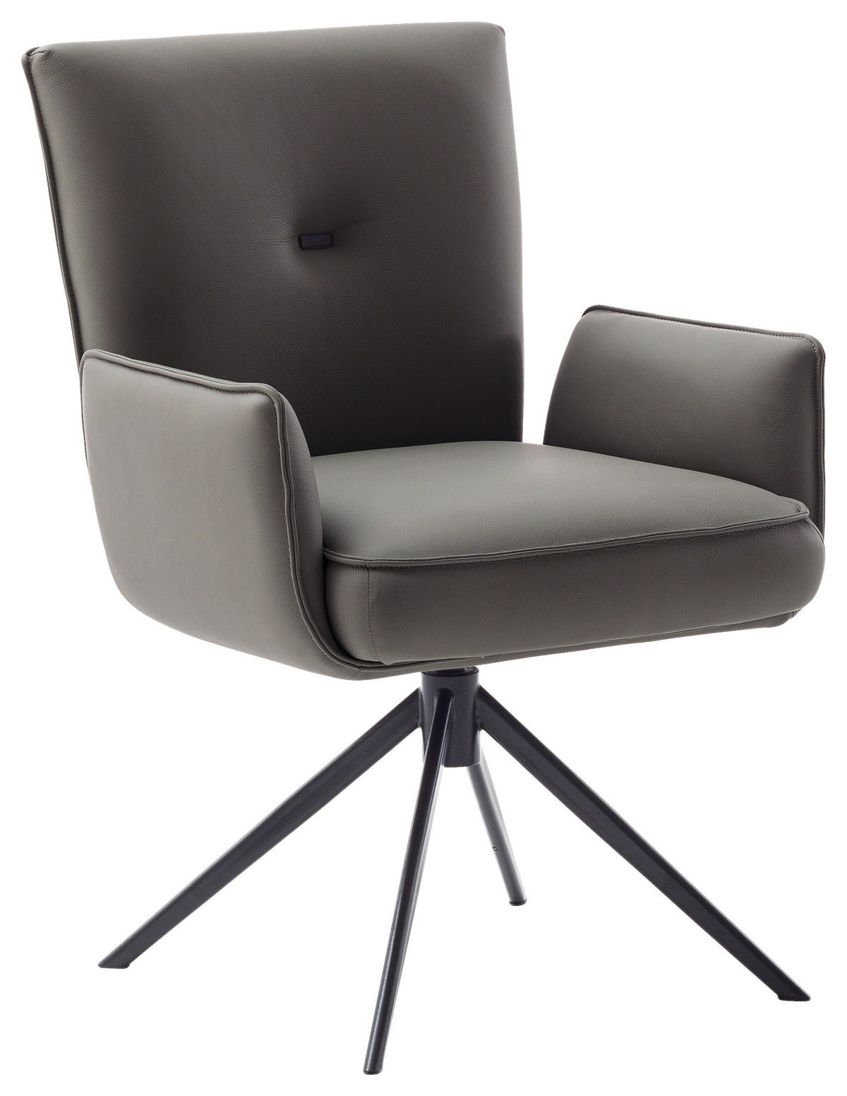 ARMLEHNSTUHL  in Stahl Echtleder pigmentiert  - Anthrazit/Schwarz, Design, Leder/Metall (63/89/65cm) - Valnatura