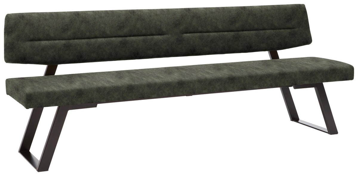 SITZBANK 230/85/58 cm  in Dunkelgrün  - Dunkelgrün/Schwarz, Design, Textil/Metall (230/85/58cm) - Dieter Knoll