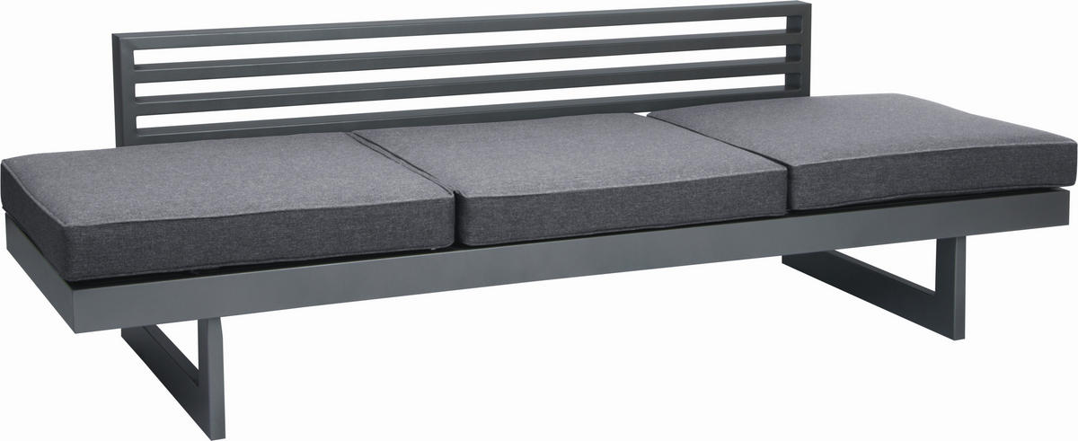 GARTENLIEGE 216/68/80 cm  - Graphitfarben/Grau, Basics, Textil/Metall (216/68/80cm) - Stern