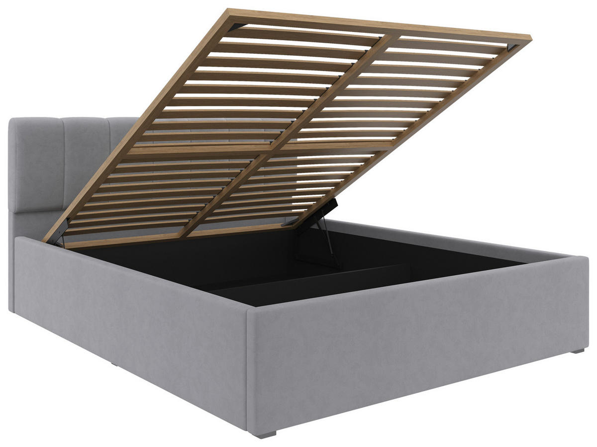 POLSTERBETT 160/200 cm  in Silberfarben  - Silberfarben/Schwarz, Design, Holz/Kunststoff (160/200cm) - Stylife