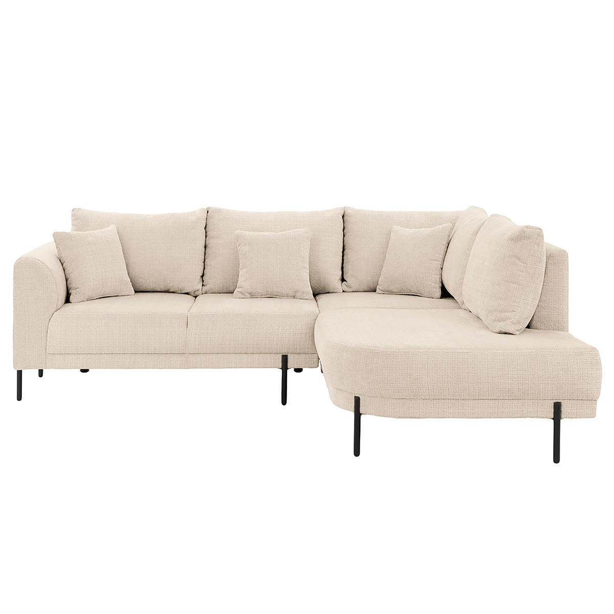 ECKSOFA Mauris in Chenille Creme Rückenkissen  233/200 cm  - Creme/Schwarz, Design, Kunststoff/Textil (233/200cm) - Livetastic