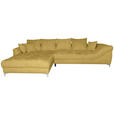 ECKSOFA Senfgelb Chenille  - Chromfarben/Senfgelb, KONVENTIONELL, Textil/Metall (227/329cm) - Carryhome