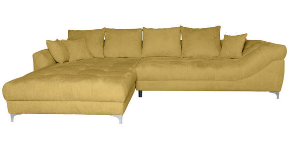 ECKSOFA Senfgelb Chenille - Chromfarben/Senfgelb, KONVENTIONELL, Textil/Metall (227/329cm) - Carryhome
