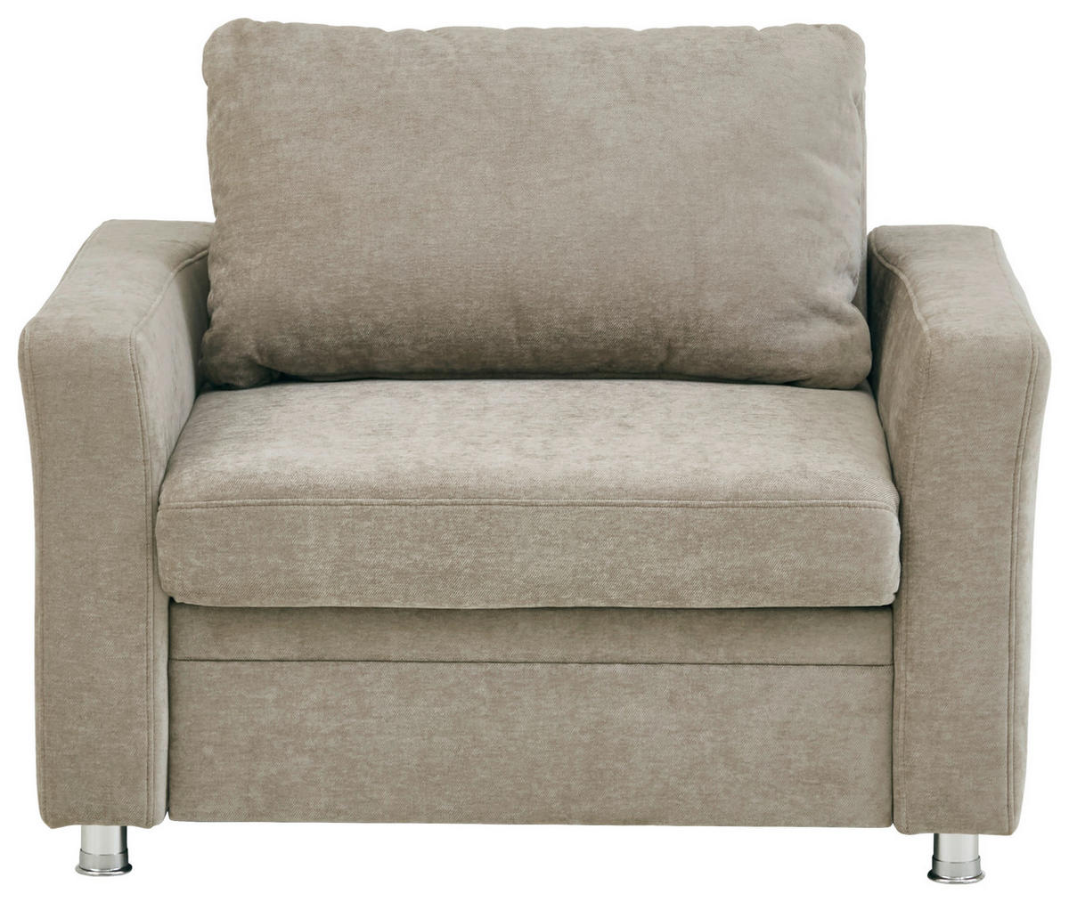 SCHLAFSESSEL Chenille Hellbraun    - Chromfarben/Hellbraun, KONVENTIONELL, Textil/Metall (106/90/100cm) - Beldomo Style