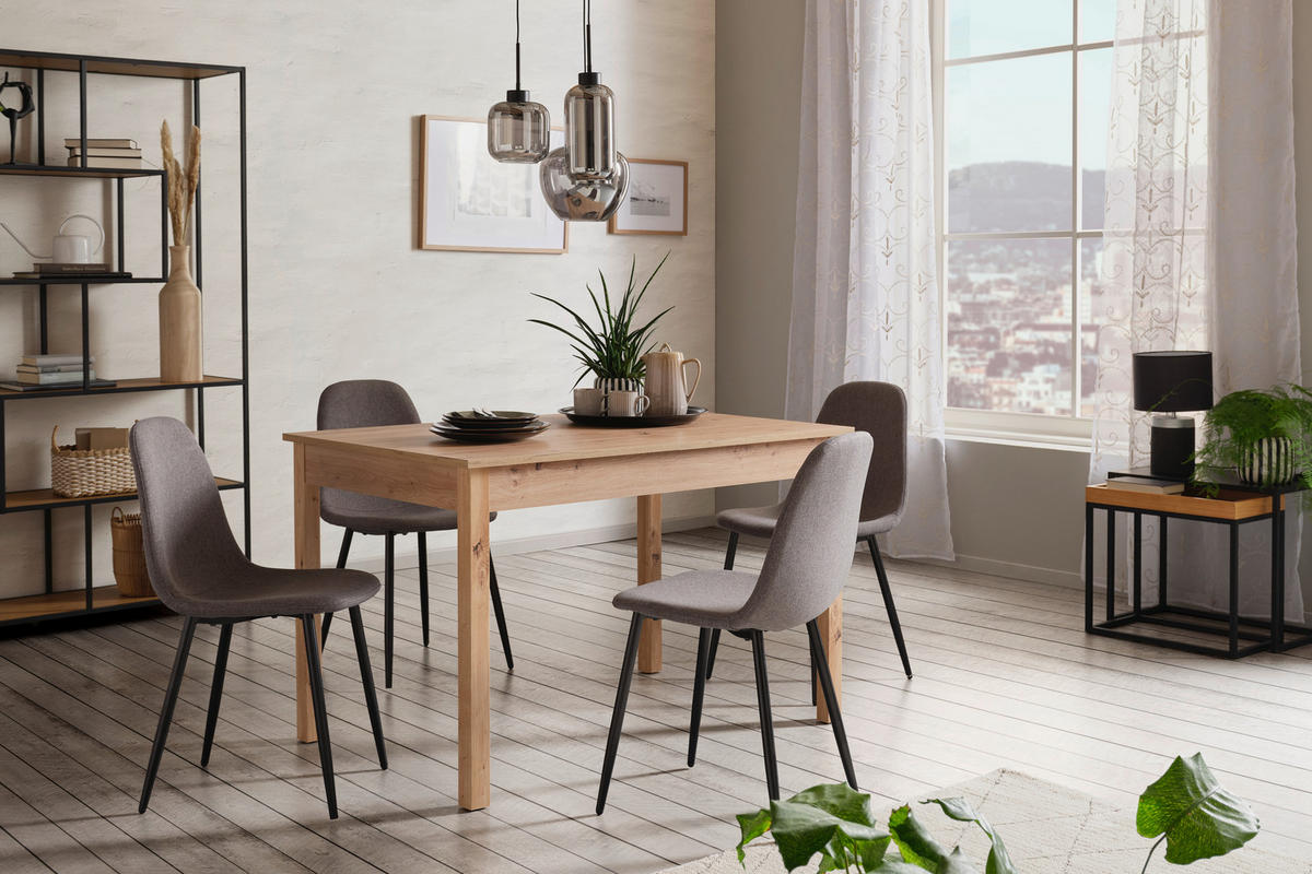 ESSTISCH Eiche Artisan rechteckig  ausziehbar  - Eiche Artisan, KONVENTIONELL, Holzwerkstoff (120-160/80/76cm) - home24