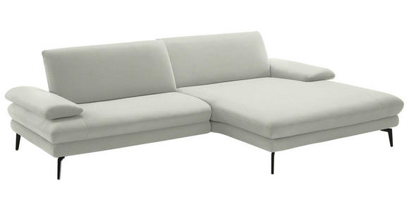 ECKSOFA  in Chenille, Flachgewebe Weiß  284/180 cm  - Schwarz/Weiß, Design, Textil/Metall (284/180cm) - Dieter Knoll