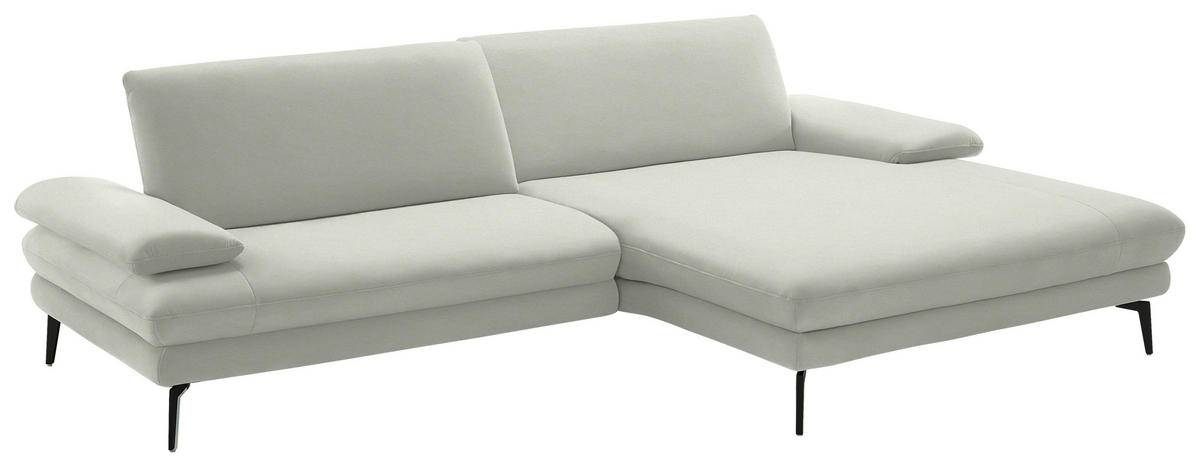 ECKSOFA Chenille, Flachgewebe Weiss  - Weiss/Schwarz, Design, Textil/Metall (284/180cm) - Dieter Knoll