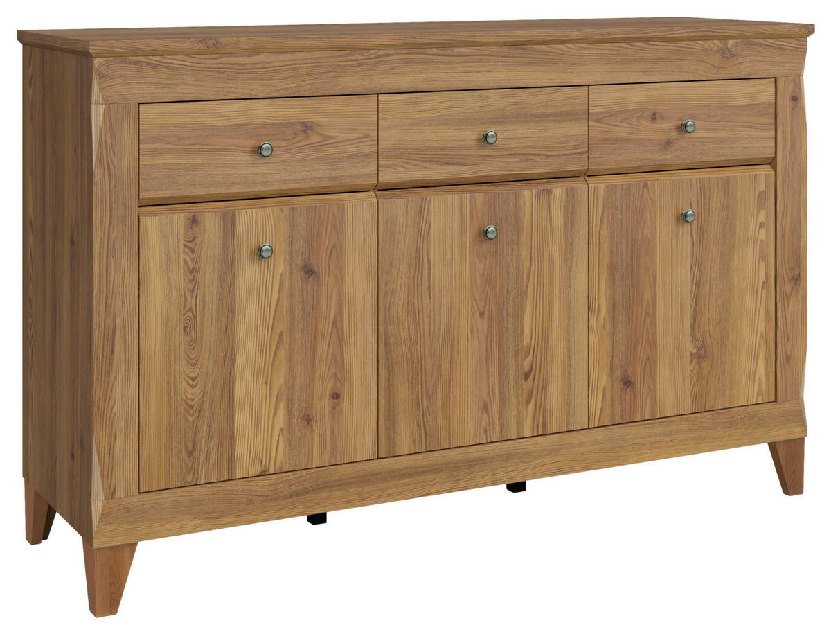 KOMMODE  in 156/98/47 cm  - Eichefarben/Silberfarben, Design, Holzwerkstoff/Kunststoff (156/98/47cm)