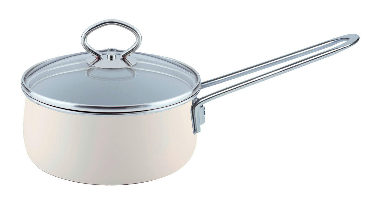 LONAC S DRŠKOM  1 l  Avorio  - boje šampanjca, Basics, staklo/metal (16cm) - Riess