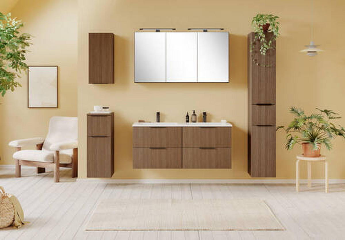 SPIEGELSCHRANK 120/64/20 cm  - Dunkelbraun/Schwarz, Natur, Glas/Holzwerkstoff (120/64/20cm) - Held