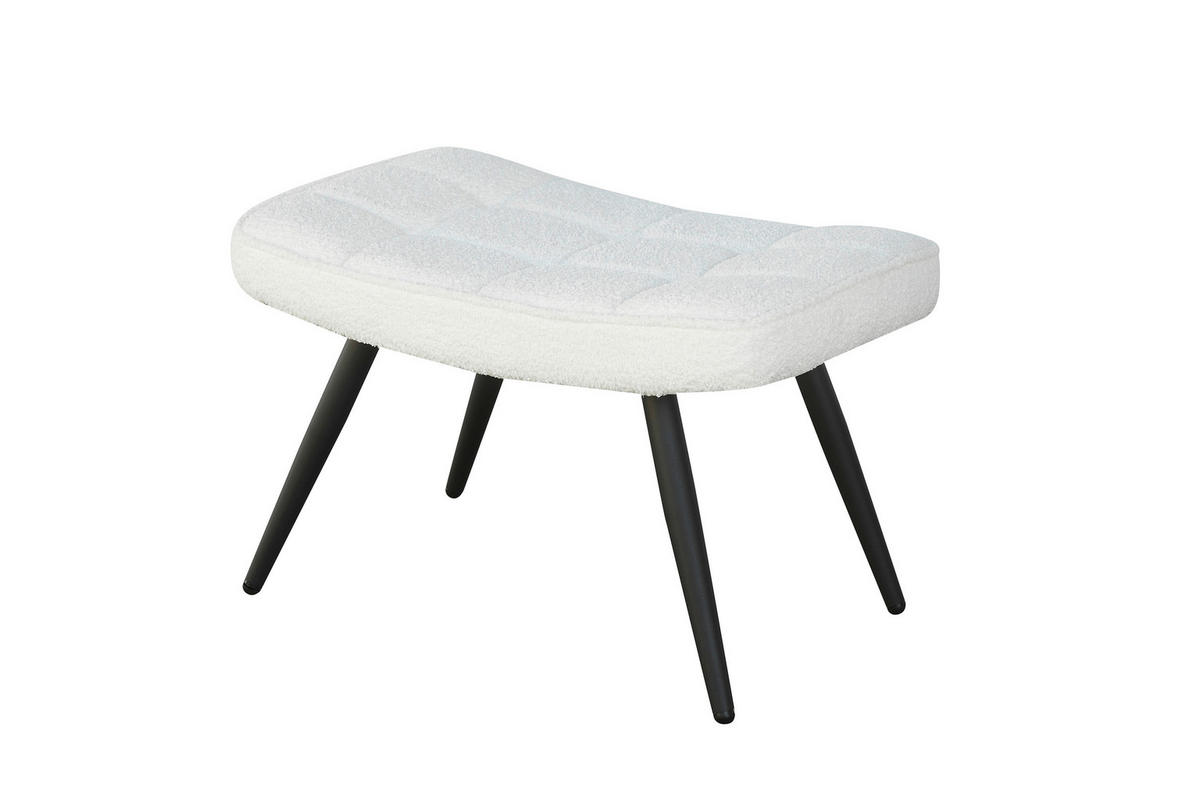 HOCKER Bouclé Elfenbein  - Elfenbein/Schwarz, Basics, Textil/Metall (60/39/41cm) - MID.YOU
