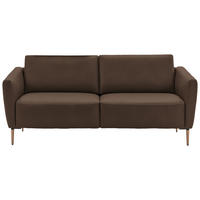2-SITZER-SOFA Echtleder Braun  - Eichefarben/Beige, Natur, Leder/Holz (207/86/87cm) - Valnatura
