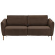 2-SITZER-SOFA  in Echtleder Braun   - Eichefarben/Beige, Natur, Leder/Holz (207/86/87cm) - Valnatura