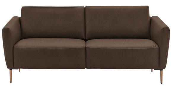 2-SITZER-SOFA  in Echtleder Braun   - Eichefarben/Beige, Natur, Leder/Holz (207/86/87cm) - Valnatura