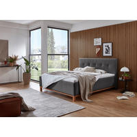 POLSTERBETT 180/200 cm,  in Anthrazit,  - Eichefarben/Anthrazit, MODERN, Holz/Textil (180/200cm) - Livetastic