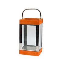 LATERNE - Edelstahlfarben/Braun, Basics, Glas/Holz (15/28/15cm) - Ambia Home