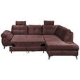 ECKSOFA Aubergine Velours  - Aubergine/Schwarz, KONVENTIONELL, Kunststoff/Textil (275/218cm) - Carryhome