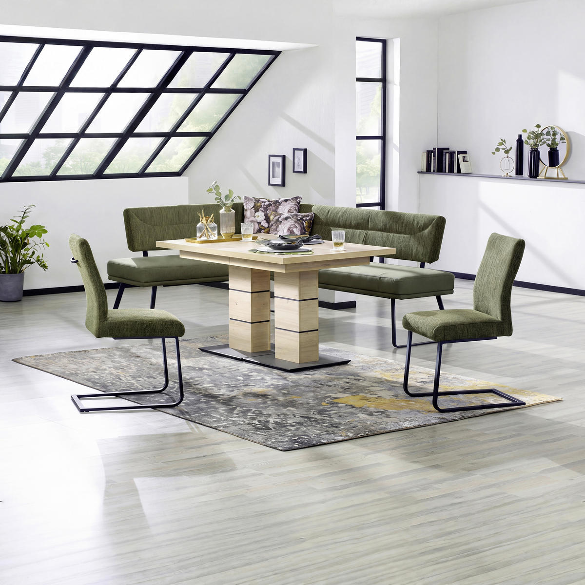 ESSTISCH 140-220/90/75 cm Nachbildung  Holzwerkstoff ausziehbar rechteckig Schwarz, Eichefarben  - Eichefarben/Schwarz, Design, Holzwerkstoff (140-220/90/75cm) - Dieter Knoll