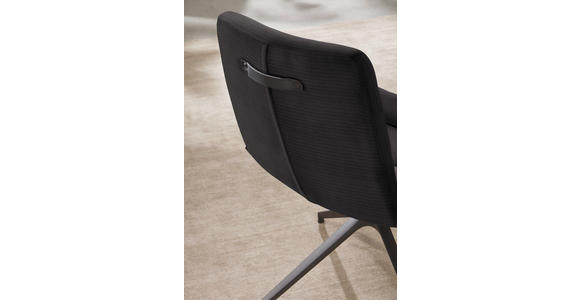 ARMLEHNSTUHL  in Cord  - Schwarz/Mokka, Design, Textil/Metall (61/88/66cm) - Dieter Knoll