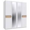DREHTÜRENSCHRANK in Weiss, Eichefarben, Hickory  - Weiss/Eichefarben, Konventionell, Glas/Holzwerkstoff (180/208/58cm) - Carryhome