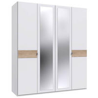 DREHTÜRENSCHRANK in Weiss, Eichefarben, Hickory  - Weiss/Eichefarben, Konventionell, Glas/Holzwerkstoff (180/208/58cm) - Carryhome