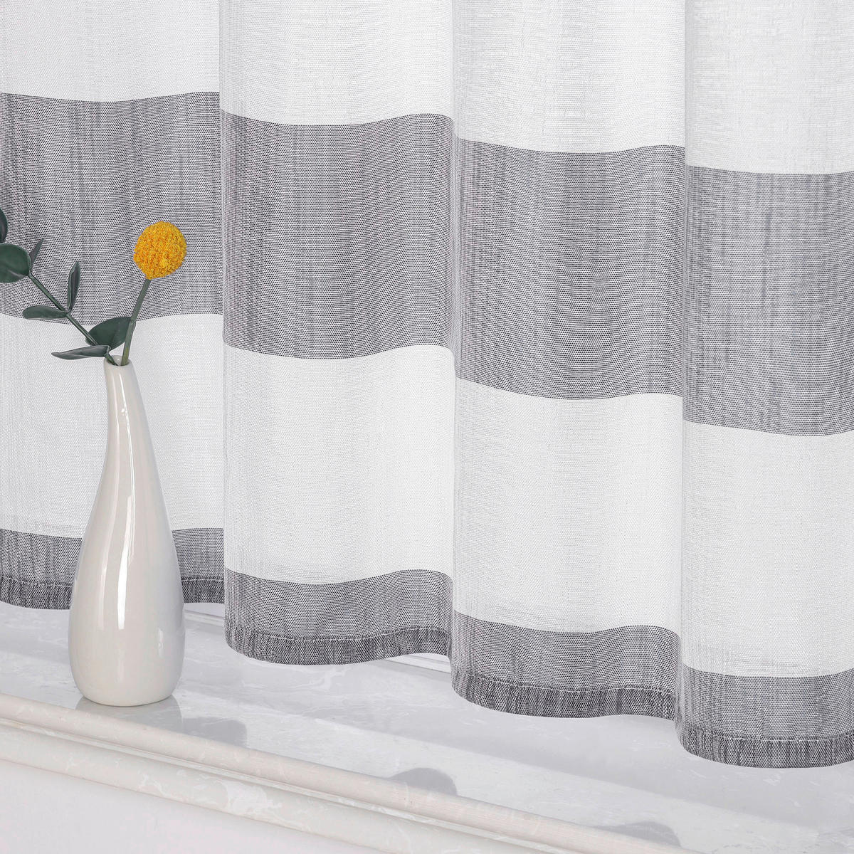 KURZGARDINE   120/45 cm   - Hellgrau/Weiß, KONVENTIONELL, Textil (120/45cm)