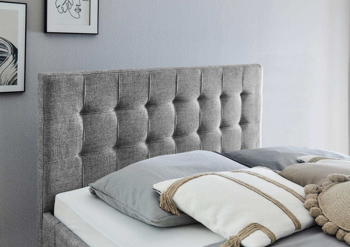 POLSTERBETT 140/200 cm  in Grau  - Schwarz/Grau, Basics, Holz/Textil (140/200cm) - Boxxx