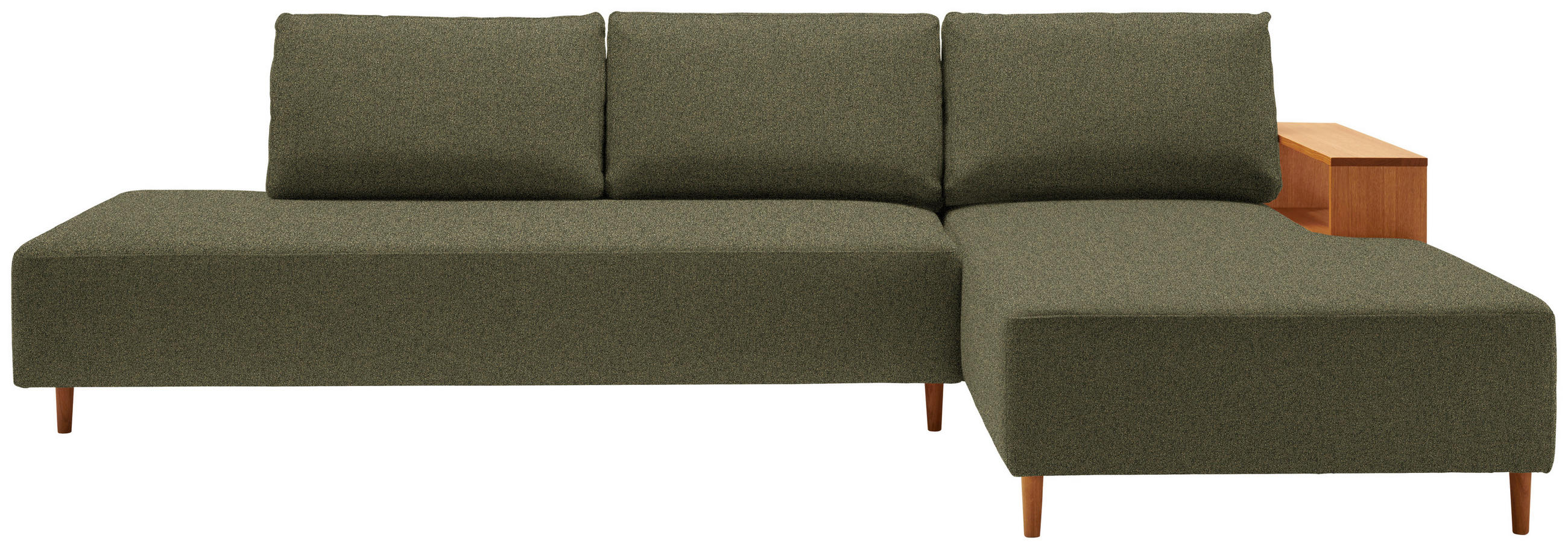 ECKSOFA in Flachgewebe Olivgrün  - Eichefarben/Olivgrün, Design, Holz/Textil (307/190cm) - Joka