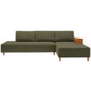 ECKSOFA in Flachgewebe Olivgrün  - Eichefarben/Olivgrün, Design, Holz/Textil (307/190cm) - Joka