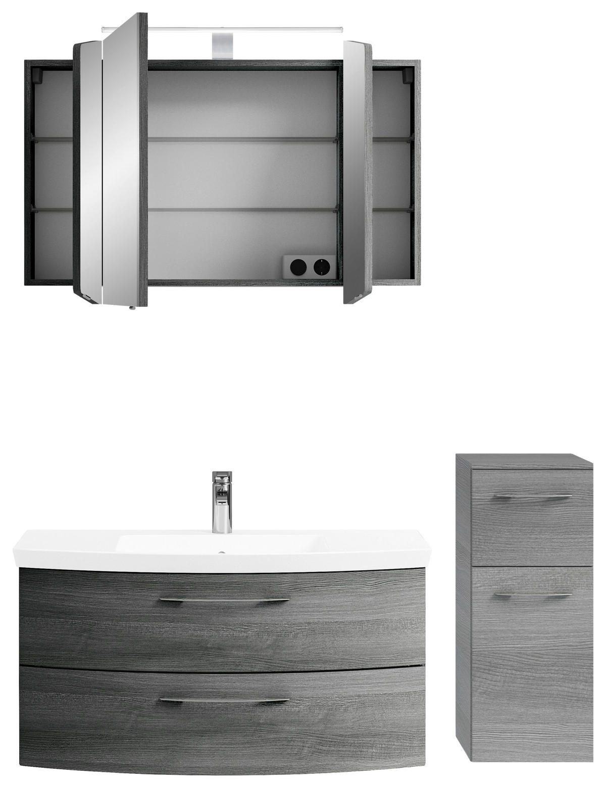 BADEZIMMER 4-teilig  in 131 cm  - Chromfarben/Graphitfarben, KONVENTIONELL, Glas/Holzwerkstoff (131cm) - Pelipal