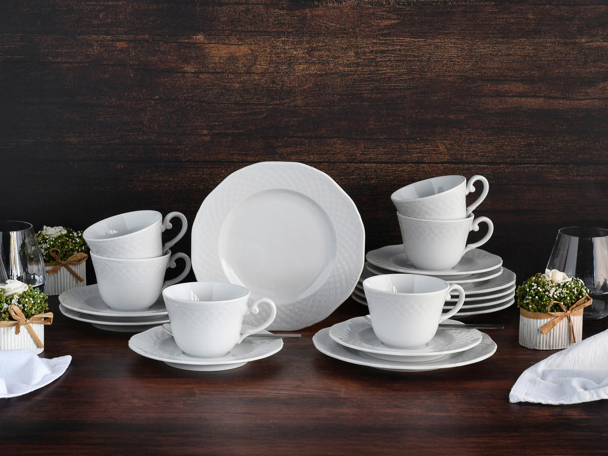 KAFFEESERVICE Weiß Arianne Weiss 18-teilig  - Weiß, Basics, Keramik - Creatable