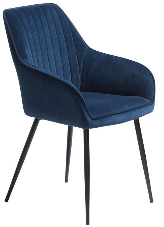 STOL MED ARMSTÖD sammet  - blå/svart, Design, metall/textil (58/84/59,5cm) - Niels Andersson