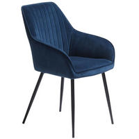 STOL MED ARMSTÖD sammet  - blå/svart, Design, metall/textil (58/84/59,5cm) - Niels Andersson