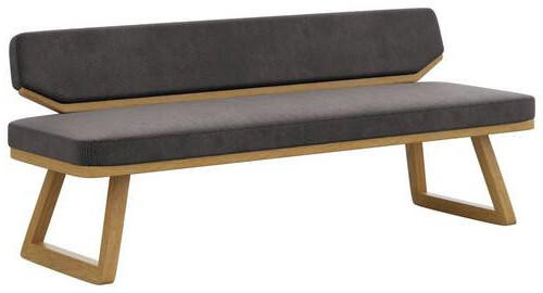 SITZBANK 190/80/52 cm Flachgewebe Schwarz, Eichefarben Eiche massiv  - Eichefarben/Schwarz, Basics, Holz/Textil (190/80/52cm) - Carryhome