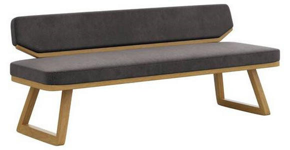 SITZBANK 190/80/52 cm Flachgewebe Schwarz, Eichefarben Eiche massiv - Eichefarben/Schwarz, Basics, Holz/Textil (190/80/52cm) - Carryhome