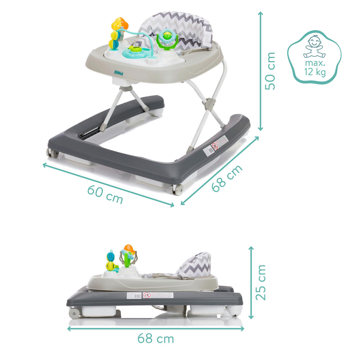 LAUFLERNHILFE  - Grau, Basics, Kunststoff/Textil (62/53/65cm) - Fillikid