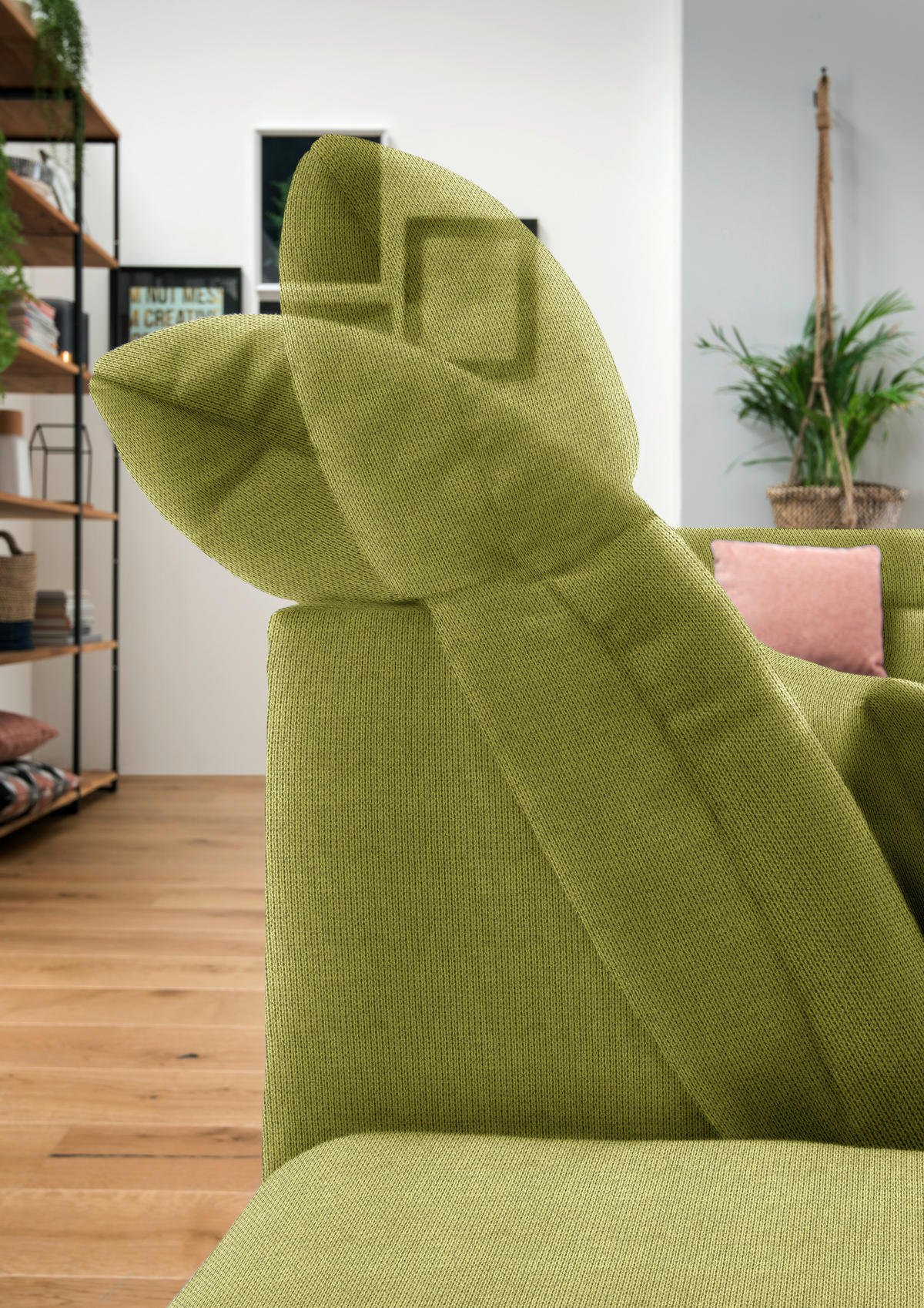 WOHNLANDSCHAFT in Mikrofaser Hellgrün  - Chromfarben/Hellgrün, Design, Kunststoff/Textil (204/350/211cm) - Xora