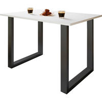 SCHREIBTISCH 160/80/76 cm Schwarz, Weiß  - Silberfarben/Schwarz, Design, Holzwerkstoff/Metall (160/80/76cm) - MID.YOU