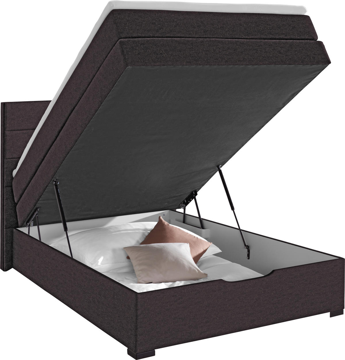 BOXSPRINGBETT 100/200 cm  in Dunkelbraun  - Wengefarben/Dunkelbraun, Konventionell, Textil (100/200cm) - Carryhome