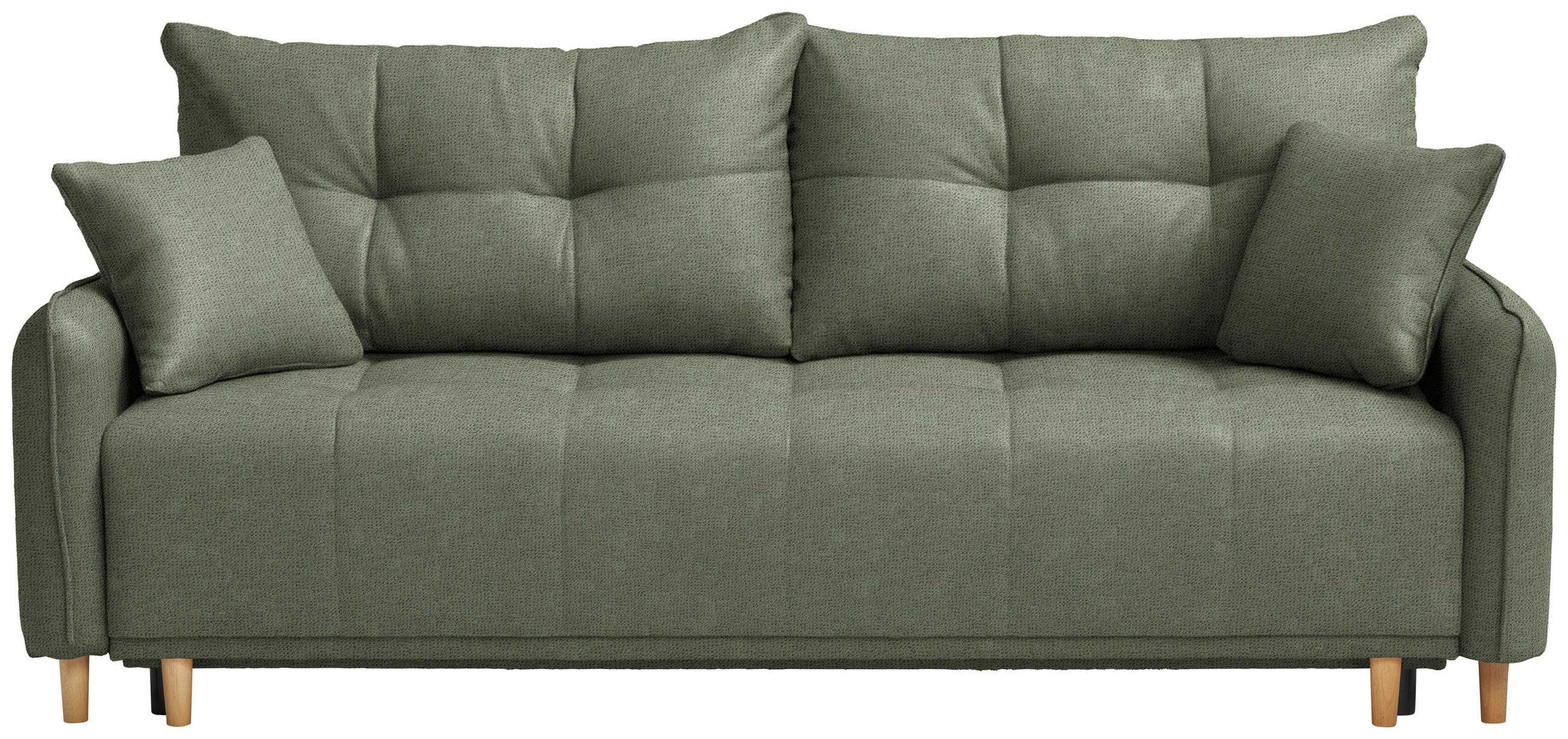 SCHLAFSOFA  in Chenille Grün  - Buchefarben/Grün, Design, Holz/Textil (217/97/101cm) - Carryhome