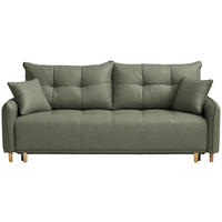 SCHLAFSOFA  in Chenille Grün  - Buchefarben/Grün, Design, Holz/Textil (217/97/101cm) - Carryhome