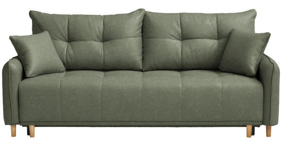 SCHLAFSOFA  in Chenille Grün  - Buchefarben/Grün, Design, Holz/Textil (217/97/101cm) - Carryhome