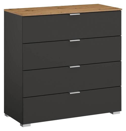 KOMMODE 80/81/42 cm in Graphitfarben, Eichefarben - Eichefarben/Alufarben, Trend, Holzwerkstoff/Kunststoff (80/81/42cm) - Stylife