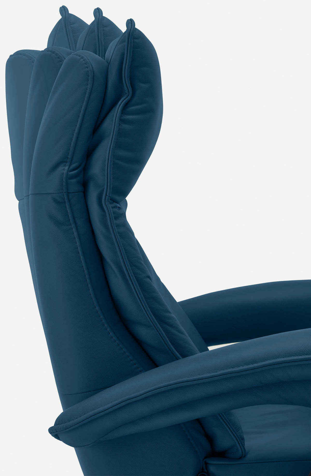 RELAXSESSEL Echtleder Relaxfunktion, Kopfteilverstellung, Aufstehhilfe    - Chromfarben/Blau, Design, Leder/Metall (77/110/87cm) - Valdera