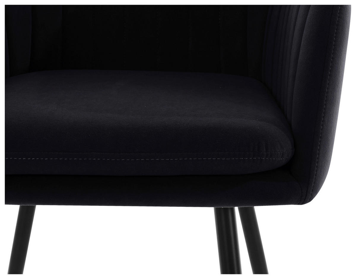 ARMLEHNSTUHL-SET 2 Stück  in Stahl Samt, Velours  - Schwarz, MODERN, Textil/Metall (59/84/66cm) - MID.YOU