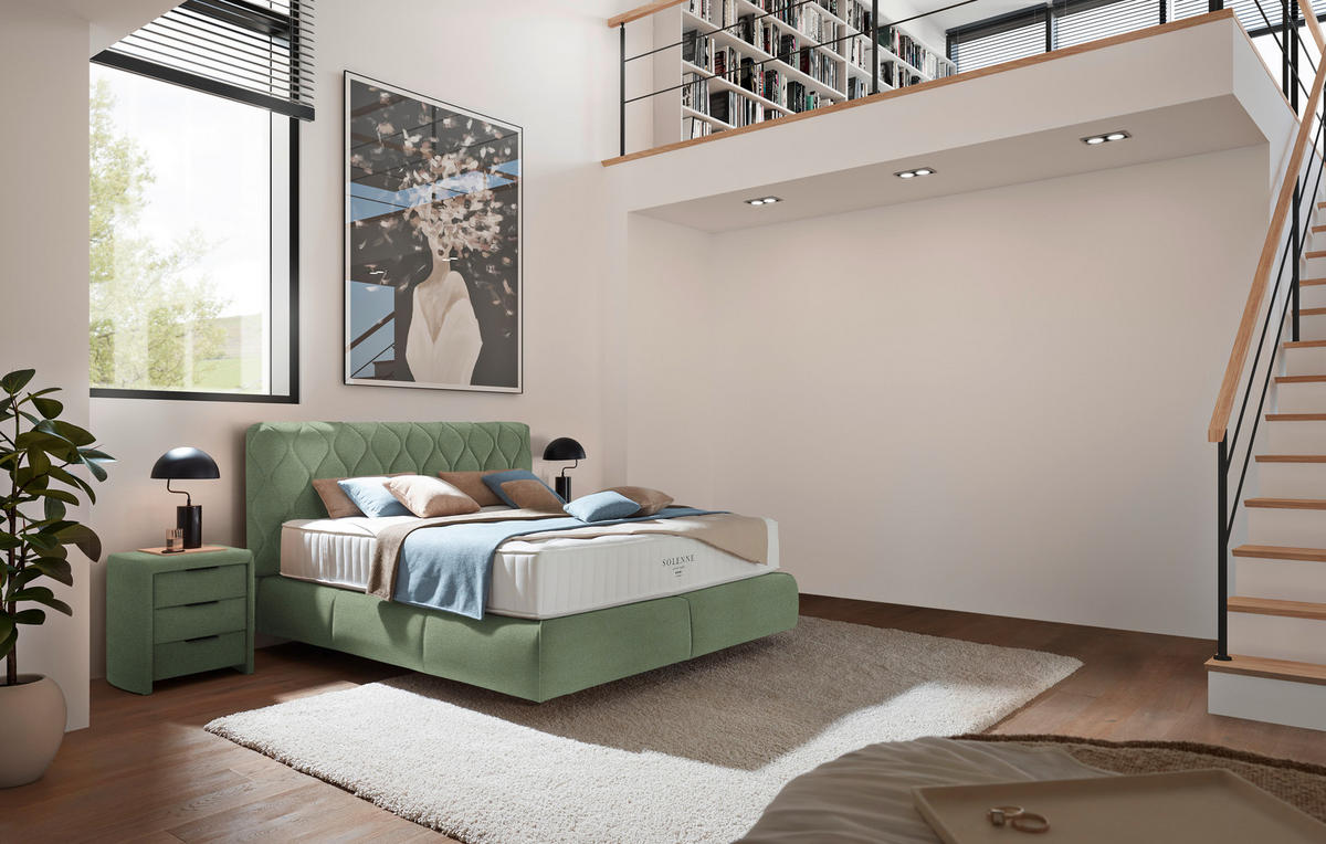 BOXSPRINGBETT 180/200 cm  in Mintgrün  - Schwarz/Mintgrün, Design, Kunststoff/Textil (180/200cm) - Johann Jakob