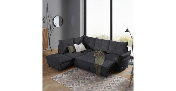 ECKSOFA in Bouclé Dunkelgrau  - Dunkelgrau/Schwarz, Design, Textil/Metall (220/250cm) - Xora